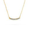 Rosecliff bar necklace with eleven 2 mm faceted round cut alexandrites prong set in solid 14k yellow gold - angled view