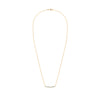 Rosecliff bar necklace with eleven 2 mm faceted round cut aquamarines prong set in solid 14k yellow gold