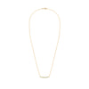 Rosecliff bar necklace with eleven 2 mm faceted round cut peridots prong set in solid 14k yellow gold