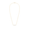 Rosecliff bar necklace with eleven 2 mm faceted round cut white topaz prong set in solid 14k yellow gold
