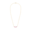 Rosecliff bar necklace with eleven 2 mm faceted round cut rubies prong set in solid 14k yellow gold