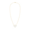 Rosecliff Heart Necklace featuring twenty alternating aquamarines and diamonds prong set in 14k yellow Gold