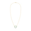 Rosecliff Heart Necklace featuring twenty alternating emeralds and diamonds prong set in 14k yellow Gold