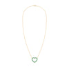 Rosecliff Heart Necklace featuring twenty faceted round cut emeralds prong set in 14k yellow Gold