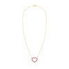 Rosecliff Heart Necklace featuring twenty faceted round cut rubies prong set in 14k yellow Gold