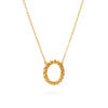 Rosecliff open circle necklace with sixteen 2 mm faceted round cut citrines prong set in 14k yellow gold - angled view