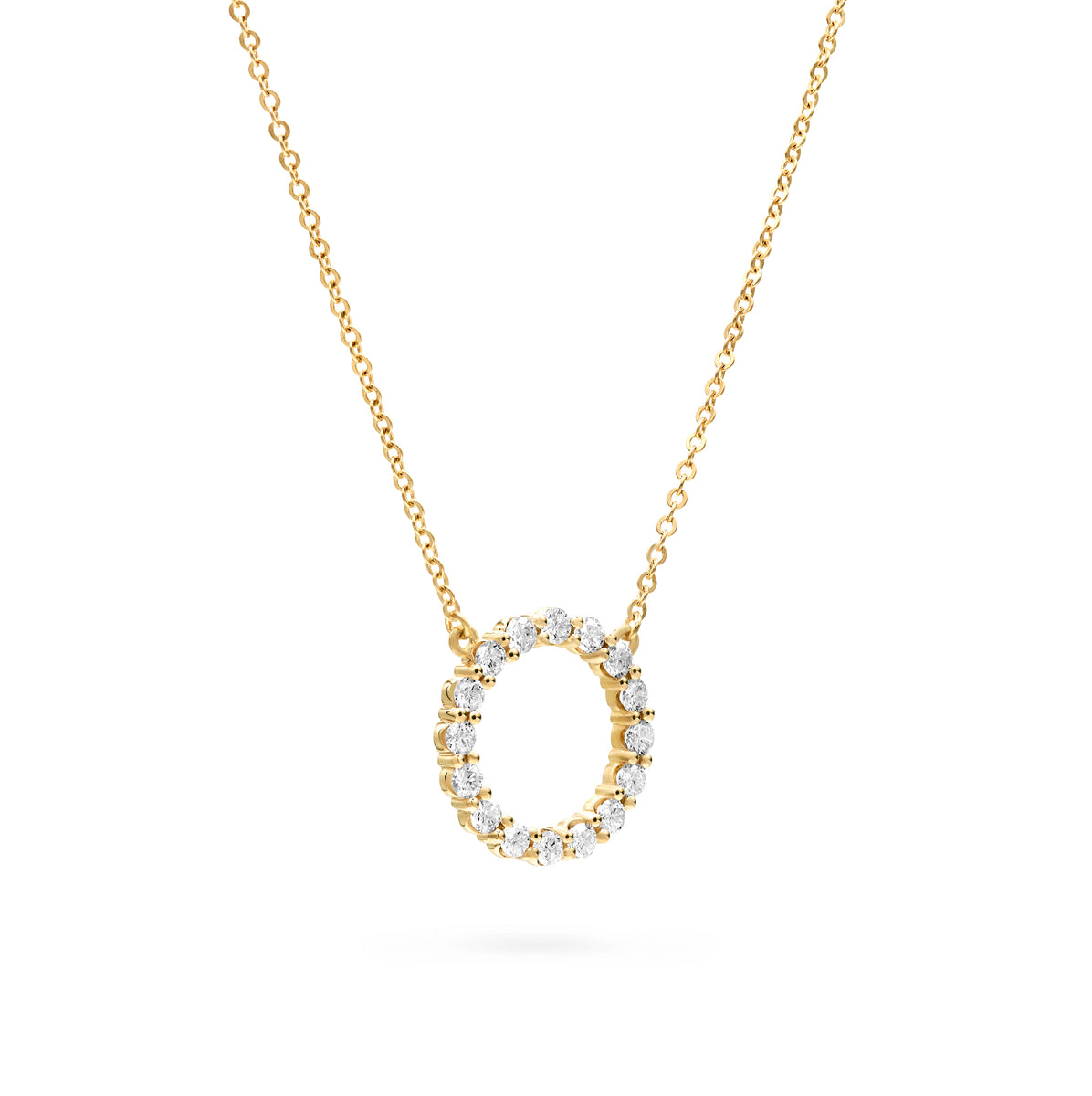 Rosecliff Circle Diamond Necklace in 14k Gold (April) - 14k Yellow Gold /  X-Small (15”)