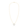 Rosecliff open circle necklace with sixteen 2 mm faceted round cut alexandrites prong set in 14k yellow gold