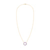 Rosecliff open circle necklace with sixteen 2 mm faceted round cut amethysts prong set in 14k yellow gold
