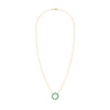 Rosecliff open circle necklace with sixteen 2 mm faceted round cut emeralds prong set in 14k yellow gold