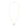 Rosecliff open circle necklace with sixteen alternating 2 mm faceted round cut emeralds & diamonds prong set in 14k gold