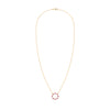Rosecliff open circle necklace with sixteen alternating 2 mm round cut rubies & diamonds prong set in 14k yellow gold