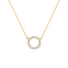 Rosecliff small circle necklace featuring twelve 2mm faceted round cut white topaz prong set in 14k yellow gold - front view