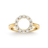 Rosecliff small open circle ring featuring twelve 2 mm round cut white topaz prong set in 14k yellow gold - front view