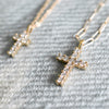 Rosecliff Cross Diamond & Pink Sapphire Pendant in 14k Gold (October)
