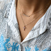 Rosecliff Cross Diamond & Pink Sapphire Pendant in 14k Gold (October)