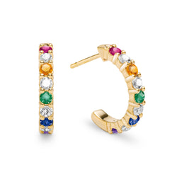 Rainbow Rosecliff Earrings with Diamonds in 14k Gold