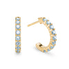 Rosecliff huggie earrings in 14k yellow gold each featuring nine 2mm faceted round cut Nantucket blue topaz - front view