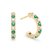 Two Rosecliff huggie earrings in 14k gold each featuring nine alternating 2mm round cut emeralds and diamonds - front view