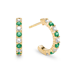 Rosecliff Diamond & Emerald Earrings in 14k Gold (May)