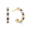 Two Rosecliff huggie earrings in 14k gold each featuring nine alternating 2mm round cut sapphires and diamonds - front view