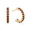 Rosecliff huggie earrings in 14k yellow gold each featuring nine 2mm faceted round cut prong set garnets - front view