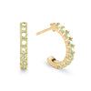 Rosecliff huggie earrings in 14k yellow gold each featuring nine 2mm faceted round cut prong set peridots - front view