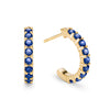 Two Rosecliff huggie earrings in 14k yellow gold each featuring nine 2mm faceted round cut prong set sapphires - front view