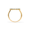 Rosecliff open circle ring featuring sixteen 2 mm faceted round cut aquamarines prong set in 14k yellow gold - standing view