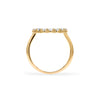 Rosecliff open circle ring featuring sixteen 2 mm faceted round cut diamonds prong set in 14k yellow gold - standing view