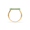 Rosecliff open circle ring featuring 2 mm faceted round cut emeralds prong set in 14k yellow gold - standing view