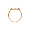 Rosecliff open circle ring featuring alternating 2 mm faceted amethysts and diamonds prong set in 14k gold - standing view