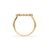 Rosecliff open circle ring featuring alternating 2 mm round cut aquamarines & diamonds prong set in 14k gold - standing view