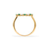 Rosecliff open circle ring featuring alternating 2 mm round cut emeralds and diamonds prong set in 14k gold - standing view
