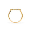 Rosecliff open circle ring featuring alternating 2 mm faceted peridots and diamonds prong set in 14k gold - standing view