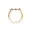 Rosecliff open circle ring featuring alternating 2 mm round cut sapphires and diamonds prong set in 14k gold - standing view
