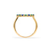 Rosecliff open circle ring featuring alternating 2 mm sapphires and emeralds prong set in 14k yellow gold - standing view