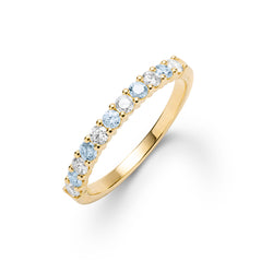 Rosecliff Diamond & Nantucket Blue Topaz Stackable Ring in 14k Gold (December)