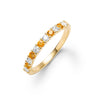 Rosecliff stackable ring featuring eleven alternating 2mm citrines and diamonds prong set in 14k yellow gold - front view