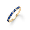 Rosecliff stackable ring featuring eleven 2 mm faceted round cut sapphires prong set in 14k yellow gold - front view