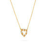 Rosecliff Heart Necklace featuring twelve alternating citrines and diamonds prong set in 14k yellow Gold - angled view
