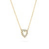 Rosecliff Heart Necklace featuring twelve faceted round cut Nantucket blue topaz prong set in 14k yellow Gold - angled view