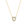 Rosecliff Heart Necklace featuring twelve faceted round cut alexandrites prong set in 14k yellow Gold - angled view
