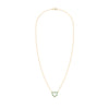 Rosecliff Heart Necklace featuring twelve alternating emeralds and diamonds prong set in 14k yellow Gold