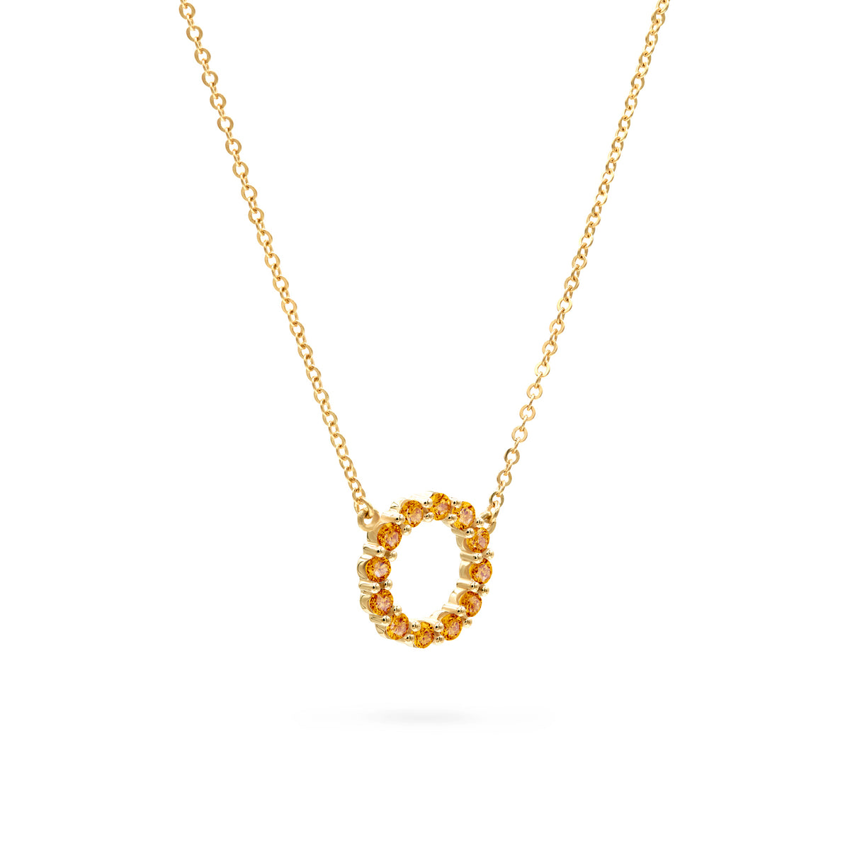 Rosecliff Small Circle Citrine Necklace in 14k Gold (November)