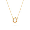 Rosecliff small open circle necklace with twelve alternating 2 mm citrines & diamonds prong set in 14k gold - angled view