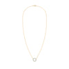 Rosecliff small circle necklace featuring twelve 2mm faceted round cut aquamarines prong set in 14k yellow gold