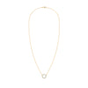 Rosecliff small open circle necklace with twelve alternating 2 mm faceted aquamarines & diamonds prong set in 14k yellow gold