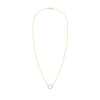 Rosecliff small circle necklace featuring twelve 2mm faceted round cut diamonds prong set in 14k yellow gold