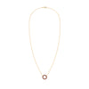 Rosecliff small circle necklace featuring twelve 2mm faceted round cut garnets prong set in 14k yellow gold